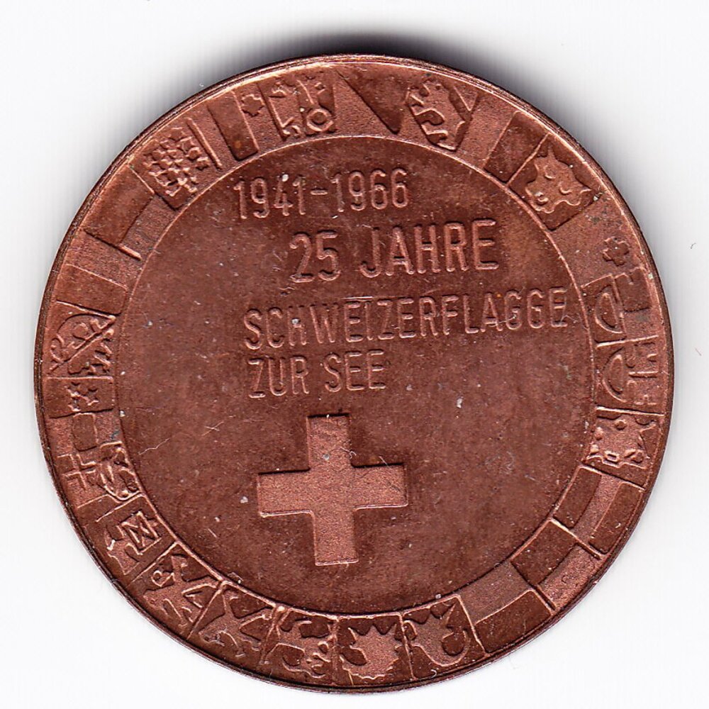 1966 Switzerland 25 Jahre Schweizerflagge Zur See Medal (b87)